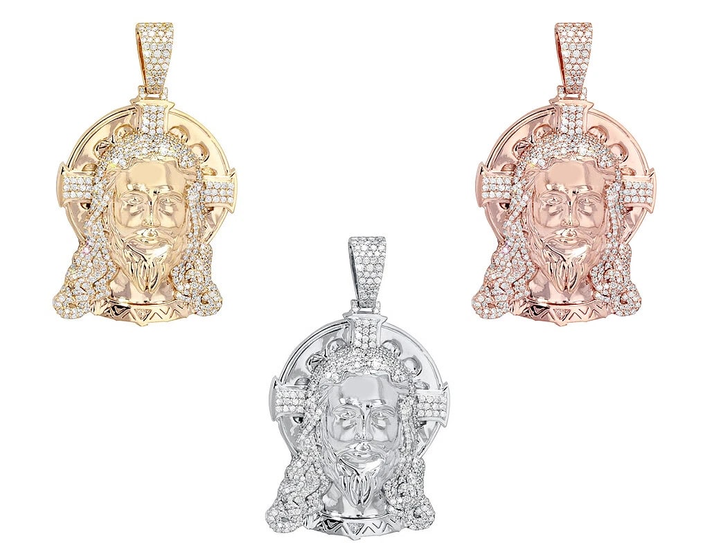HALO CROSS JESUS HEAD DIAMOND PENDANT 10K GOLD: Halo Cross Jesus Head Diamond Pendant 10K Gold Brand: None Type/Style: Necklace Material: 10K Gold, Main Stone/Creation Natural Color: Gold Size: Dimension L 2.1" W 1.2" Accessories: None Accessories
