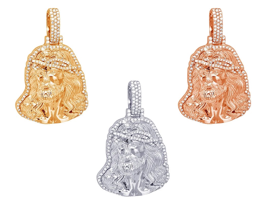 PORTRAIT OF JESUS DIAMOND PENDANT 10K GOLD: Portrait of Jesus Diamond Pendant 10K Gold Brand: None Type/Style: Pendant Material: 10K Gold, Main Stone/Creation Natural Color: Gold Size: Dimension L 1.7" W 1.1" Accessories: None Accessories