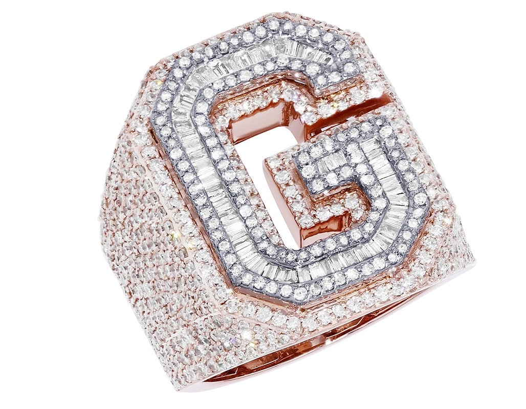 INITIAL DIAMOND RING 10K ROSE-WHITE GOLD: Initial Diamond Ring 10k Rose-White Gold Brand: None Type/Style: Ring Material: 10k Rose-White Gold, Main Stone/Creation Natural Color: Rose-White Gold Size: 10US Accessories: None Accessories
