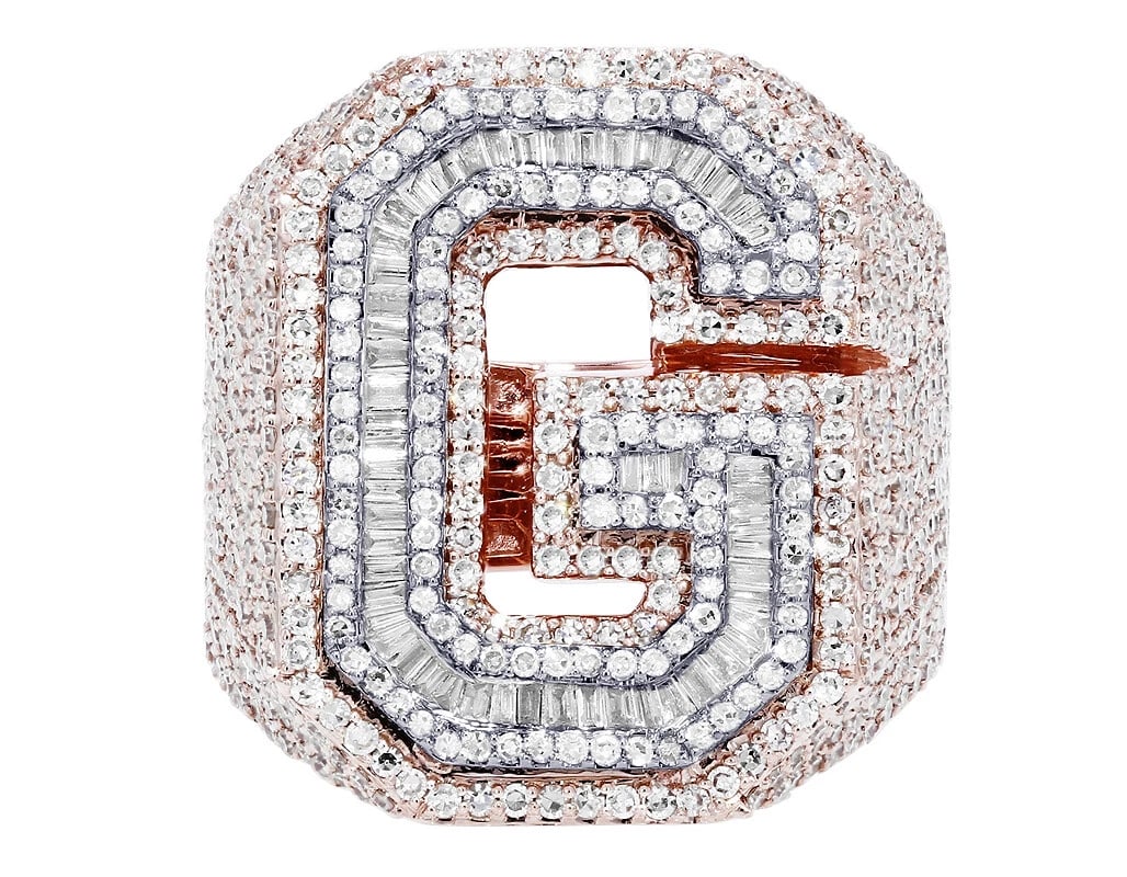 INITIAL DIAMOND RING 10K ROSE-WHITE GOLD - 2