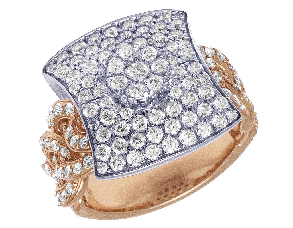 RECTANGLE DIAMOND PINKY RING 10K ROSE-WHITE GOLD: Rectangle Diamond Pinky Ring 10K Rose-White Gold Brand: None Type/Style: Ring Material: 10K Rose-White Gold, Main Stone/Creation Natural Color: Rose-White Gold Size: 10US Accessories: None