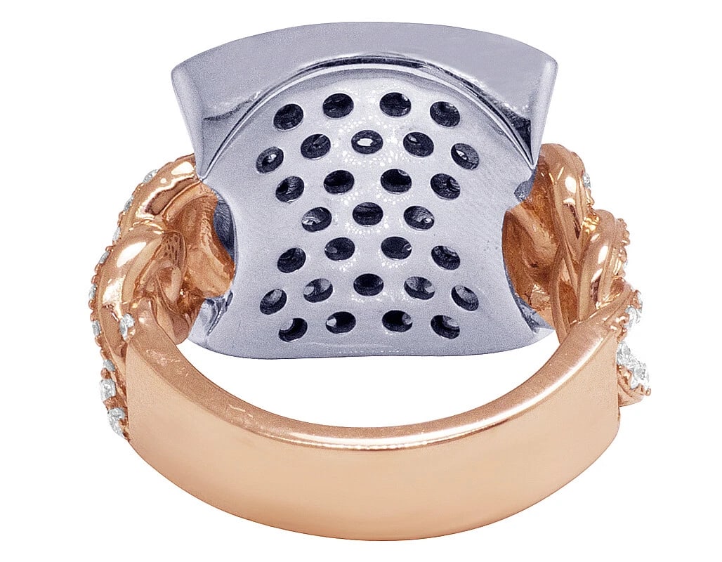 RECTANGLE DIAMOND PINKY RING 10K ROSE-WHITE GOLD - 4