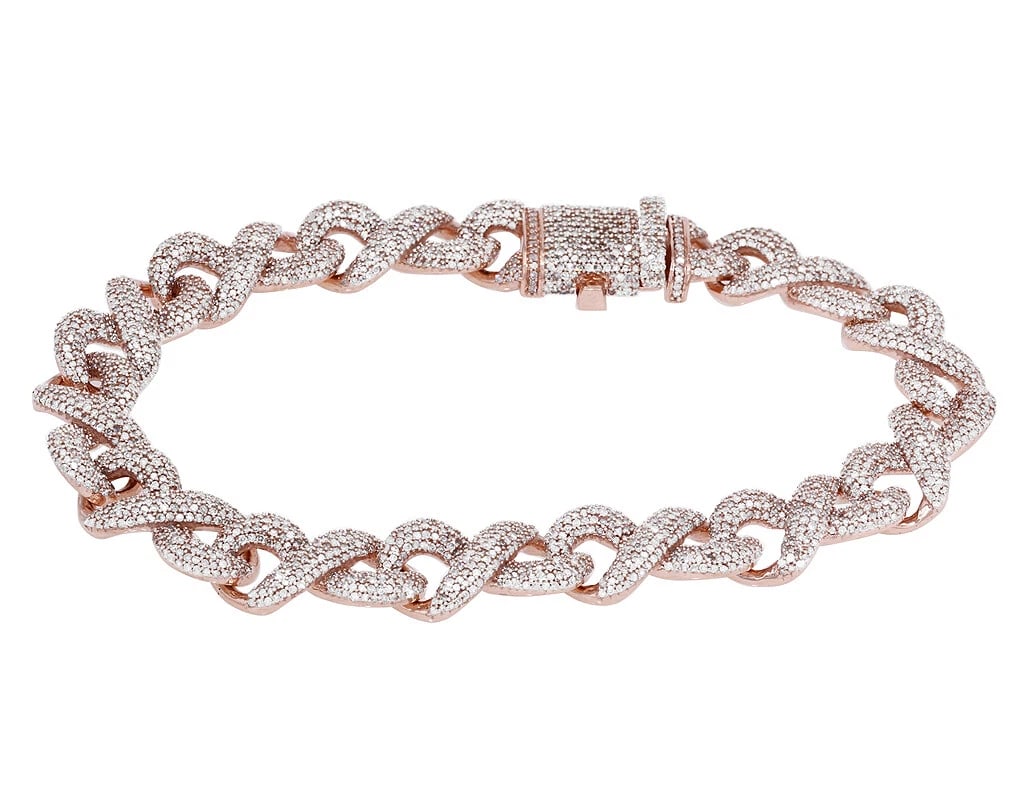 INFINITY DIAMOND CUBAN LINK BRACELET: Infinity Diamond Cuban Link Bracelet Brand: None Type/Style: Bracelet Material: 10KRoseGold, Main Stone/Creation Natural Color: RoseGold Size: Dimension L 8" x W 10mm Accessories: None Accessories
