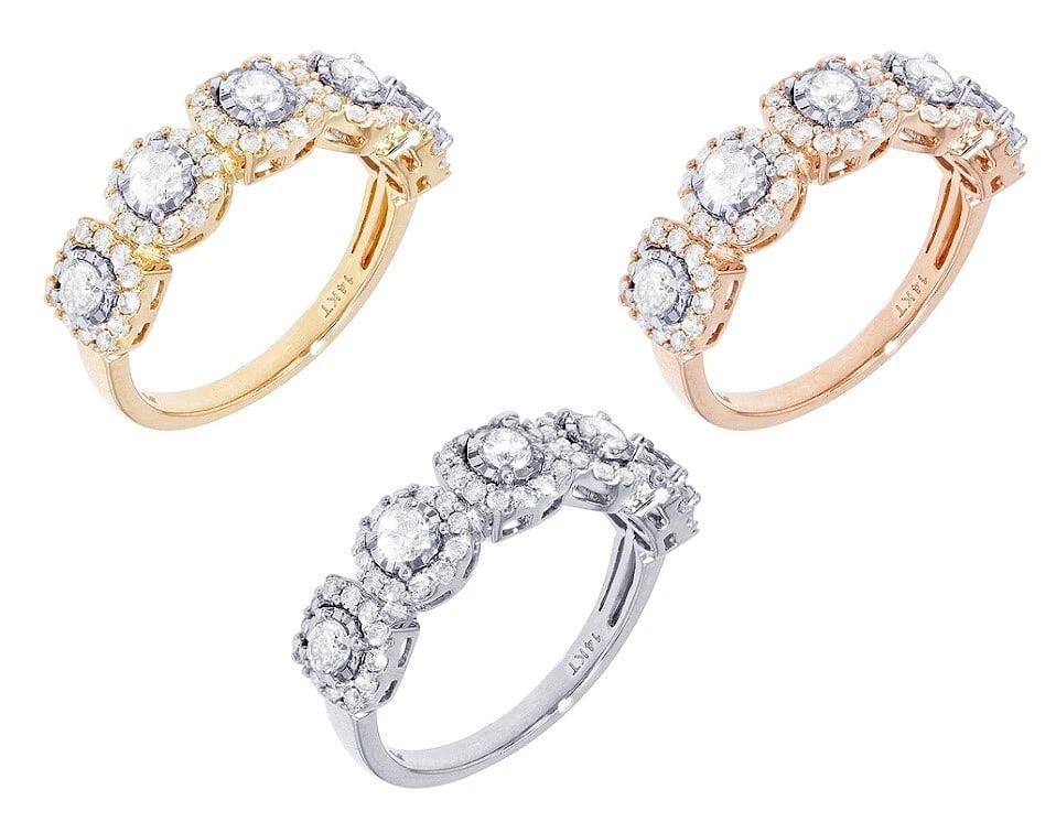 FIVE STONE DIAMOND ENGAGEMENT RING 14K GOLD (1 of 5)