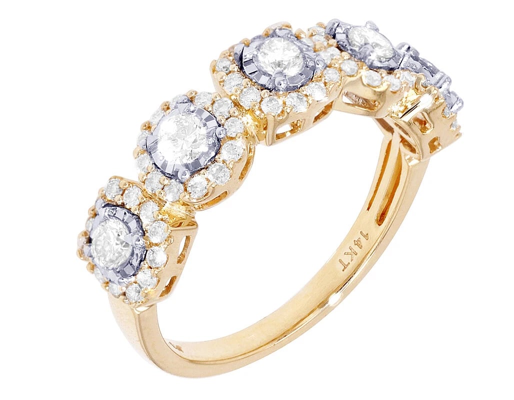 FIVE STONE DIAMOND ENGAGEMENT RING 14K GOLD - 2