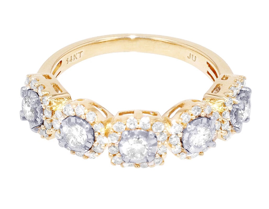 FIVE STONE DIAMOND ENGAGEMENT RING 14K GOLD - 3