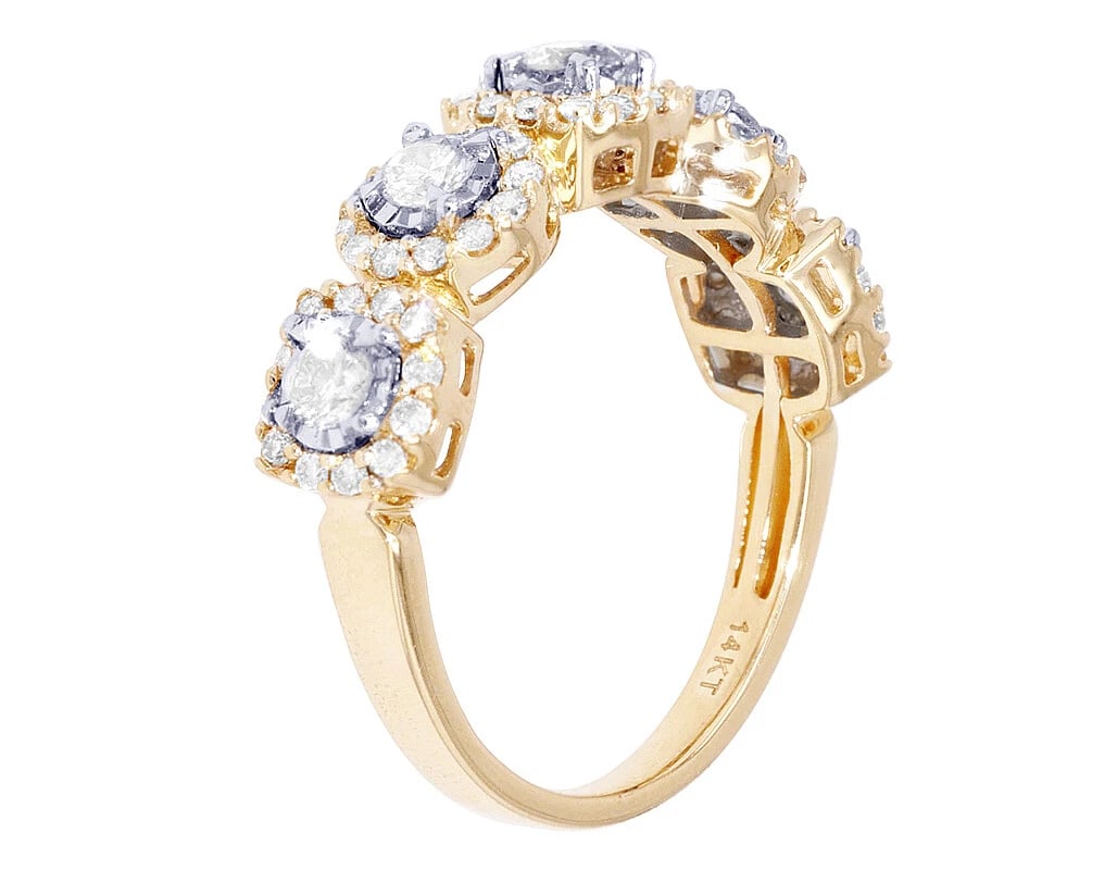 FIVE STONE DIAMOND ENGAGEMENT RING 14K GOLD - 5