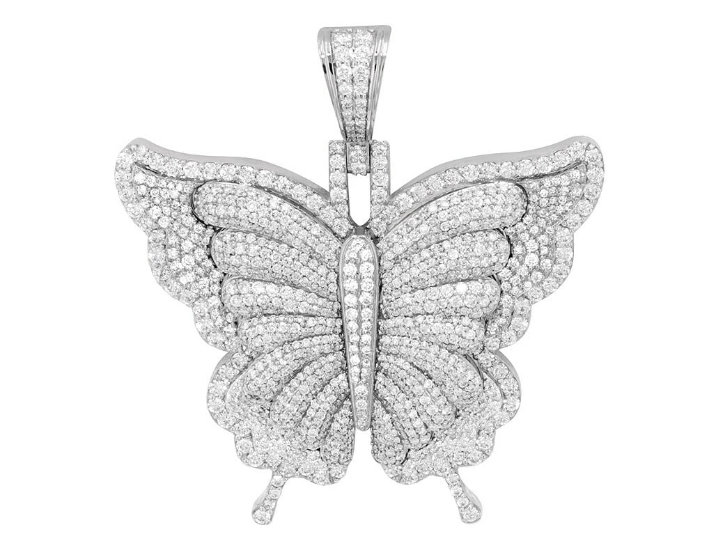 WOBUTTERFLY DIAMOND PENDANT 10K WHITE GOLD: WoButterfly Diamond Pendant 10k White Gold Brand: None Type/Style: Necklace Material: 10K White Gold, Main Stone/Creation Natural Color: White Gold Size: Dimension 2" x 2" Accessories: None