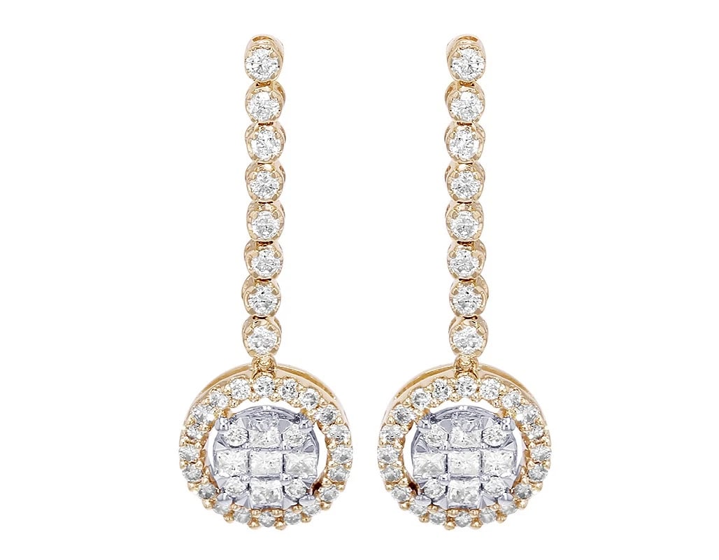 DANGLE DROP DIAMOND EARRINGS IN YELLOW GOLD (1 of 4)