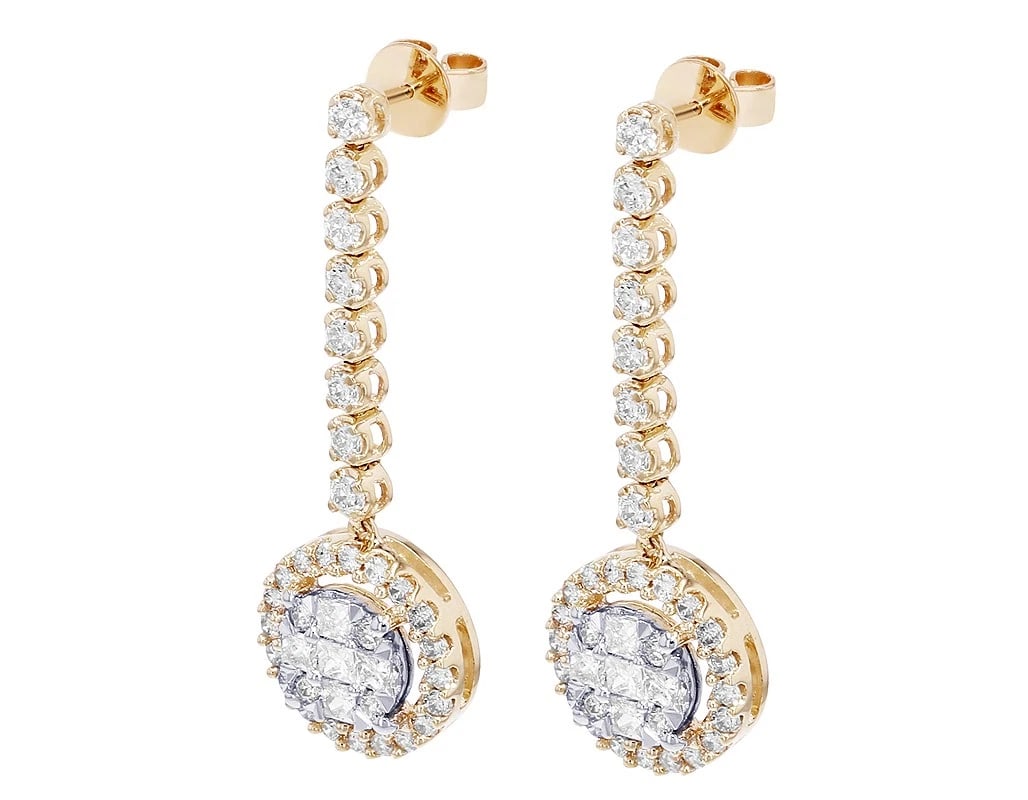 DANGLE DROP DIAMOND EARRINGS IN YELLOW GOLD - 2