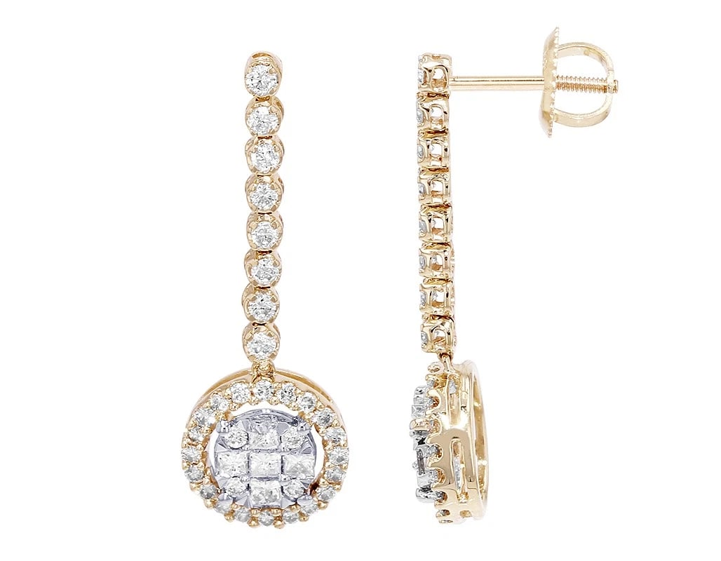 DANGLE DROP DIAMOND EARRINGS IN YELLOW GOLD - 3