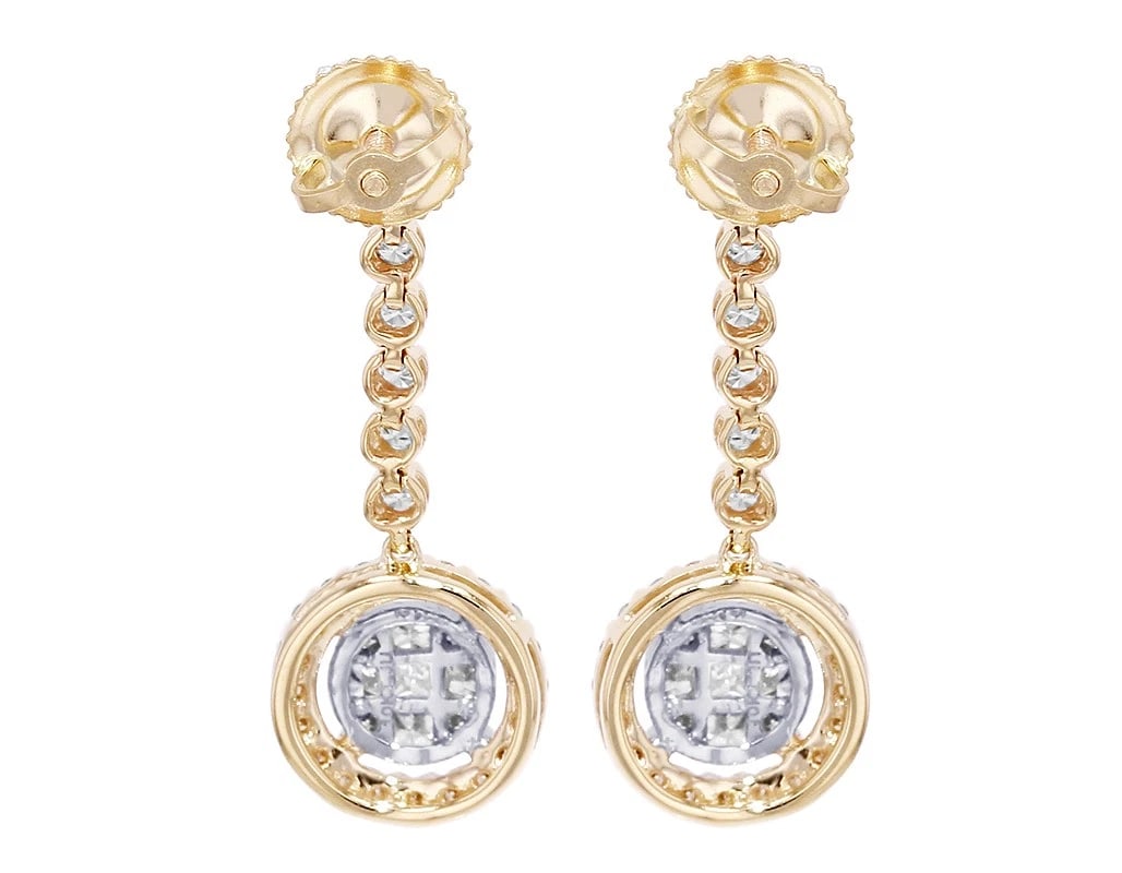 DANGLE DROP DIAMOND EARRINGS IN YELLOW GOLD - 4