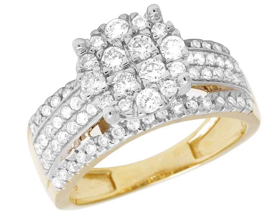 DIAMOND ROUND CLUSTER 10K YELLOW GOLD ENGAGEMENT RING: Diamond Round Cluster 10K Yellow Gold Engagement Ring Brand: None Type/Style: Ring Material: 10k Yellow Gold Color: Yellow Gold Size: 7US Accessories: None Accessories Notice: When purchas