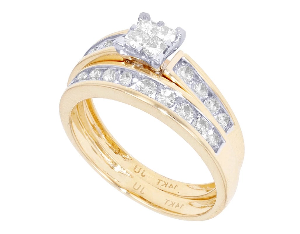 ENGAGEMENT WEDDING RING SET DIAMOND - 2