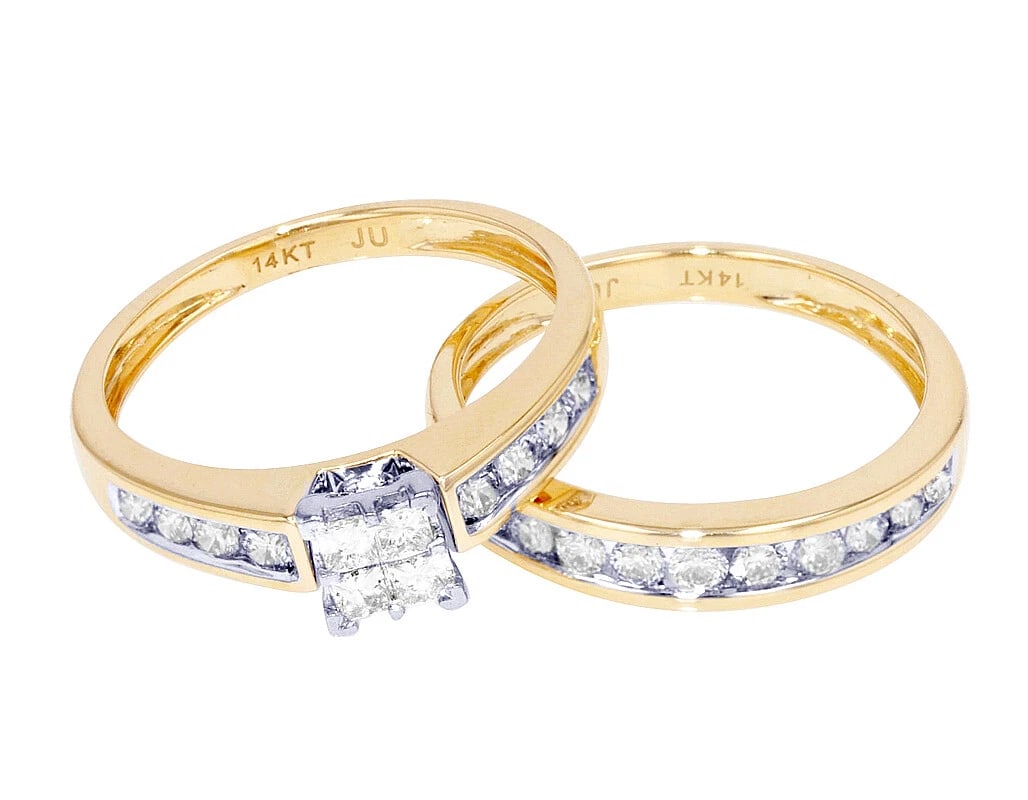 ENGAGEMENT WEDDING RING SET DIAMOND - 4