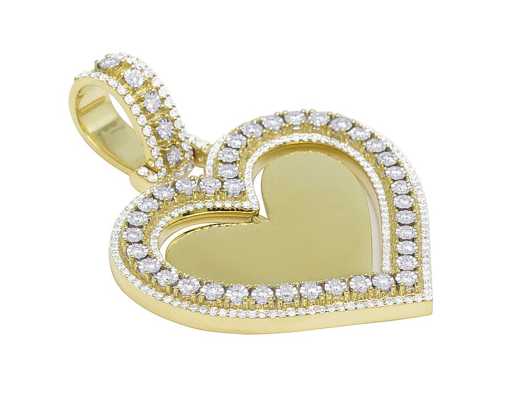 HEART-SHAPED SWIVEL MEMORY FRAME PENDANT DIAMOND - 2