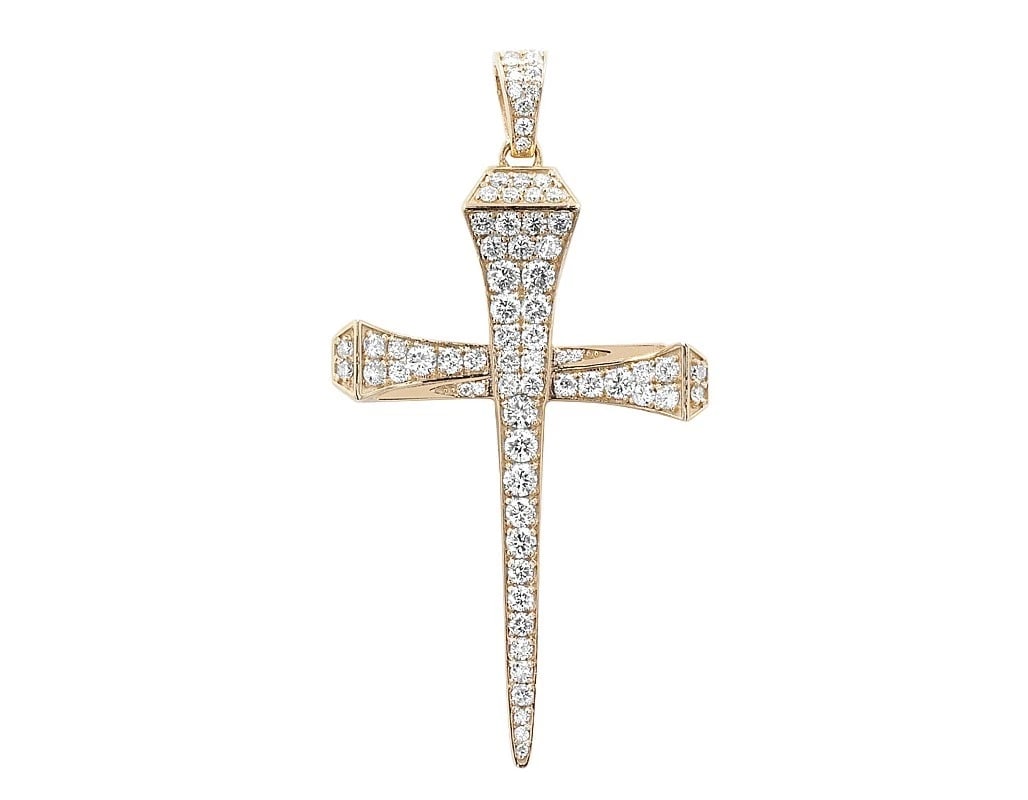 14K NAIL CROSS ROUND DIAMOND PENDANT YELLOW/ROSE/WHITE GOLD: 14K Nail Cross Round Diamond Pendant Yellow/Rose/White Gold Brand: None Type/Style: Pendant Material: 14K Yellow/Rose/White Gold, Main Stone/Creation Natural Color: Yellow/Rose/White Gold Size: