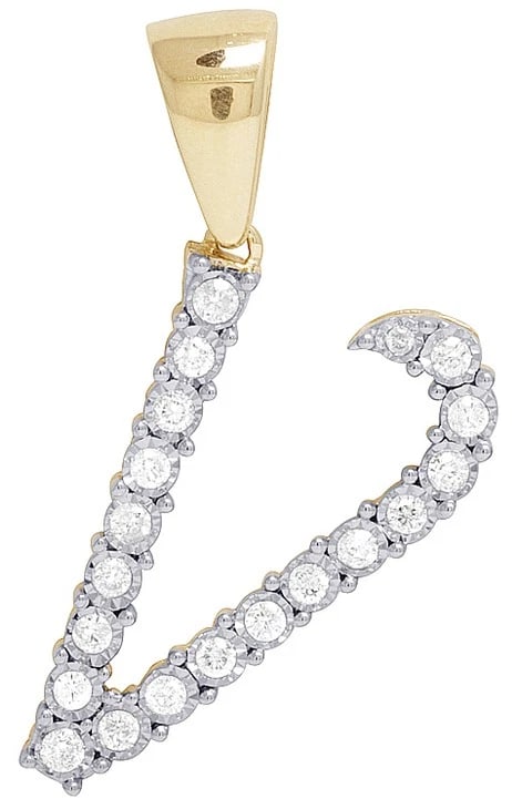 UNISEX 10K YELLOW GOLD GENUINE DIAMOND PENDANT: Unisex 10K Yellow Gold Genuine Diamond Pendant Brand: None Type/Style: Necklace Material: 10k Yellow Gold, Main Stone/Creation Natural Color: Yellow Gold Size: Dimension 1.2" Accessories: None