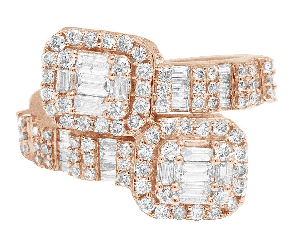 10K ROSE GOLD BAGUETTE DIAMOND RING: 10K Rose Gold Baguette Diamond Ring Brand: None Type/Style: Ring Material: 10K Rose Gold, Main Stone/Creation Natural Color: Rose Gold Size: 10US Accessories: None Accessories Notice: When