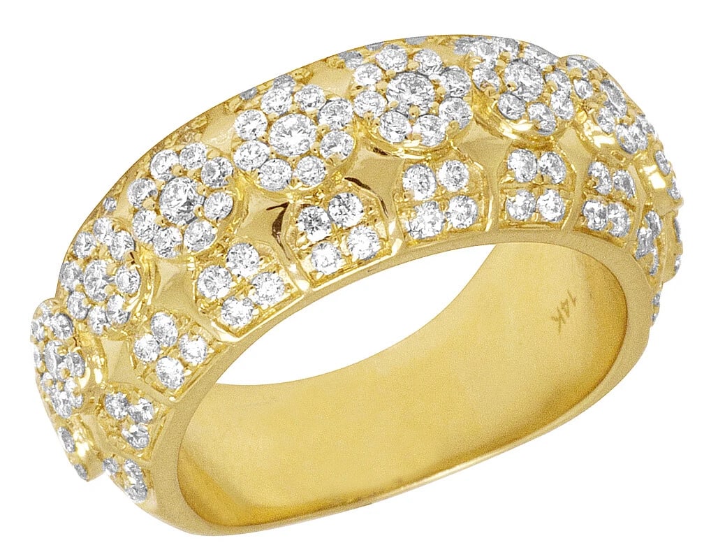 14K YELLOW GOLD CLUSTER MENS DIAMOND RING: 14K Yellow Gold Cluster Mens Diamond Ring Brand: None Type/Style: Ring Material: 10k Yellow Gold, Main Stone/Creation Natural Color: Yellow Gold Size: 10.5US Accessories: None Accessories