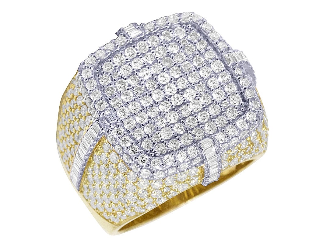 10K TWO TONE YELLOW/WHITE GOLD XL ROUNDED SQUARE ROUND/BAGUETTE DIAMOND: 10K Two Tone Yellow/White Gold XL Rounded Square Round/Baguette Diamond Brand: None Type/Style: Ring Material: 10K Two Tone Yellow/White Gold, Main Stone/Creation Natural Color: Two Tone Yellow/White 