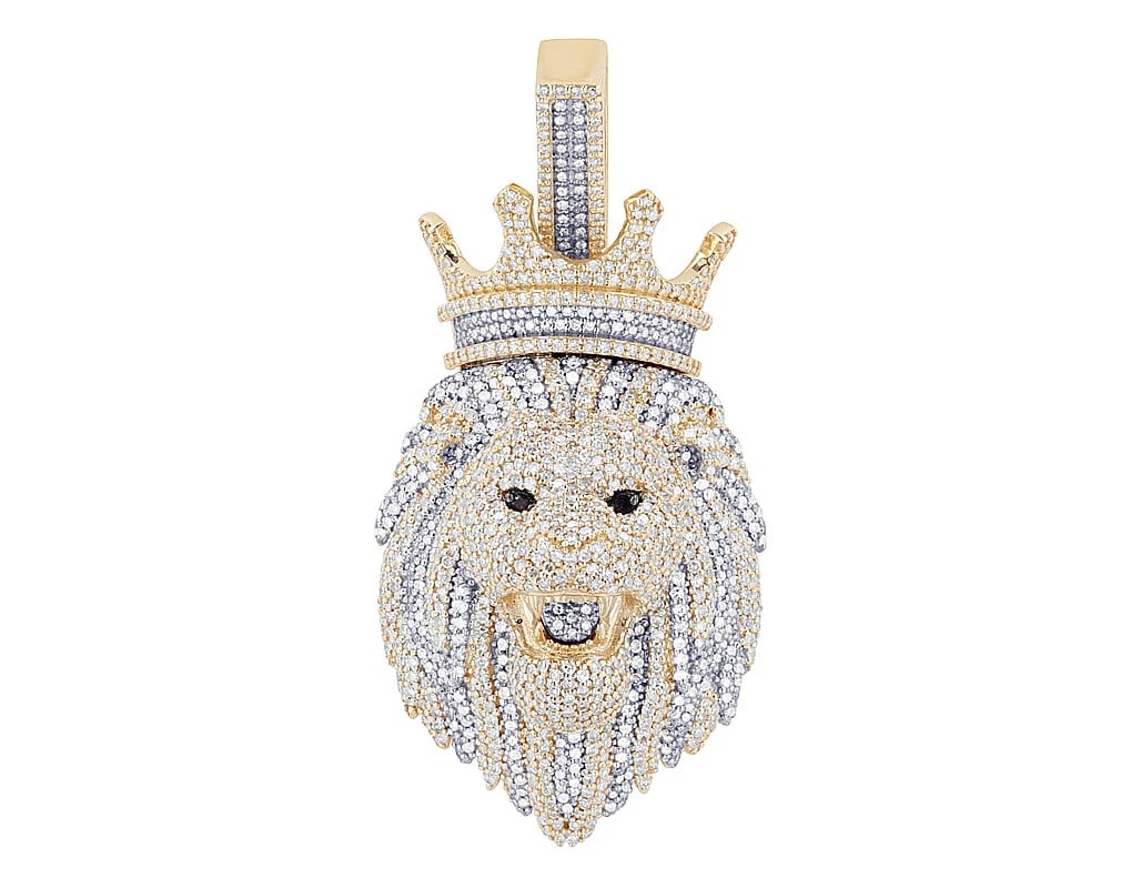 KING CROWN DIAMOND LION HEAD PENDANT (1 of 3)
