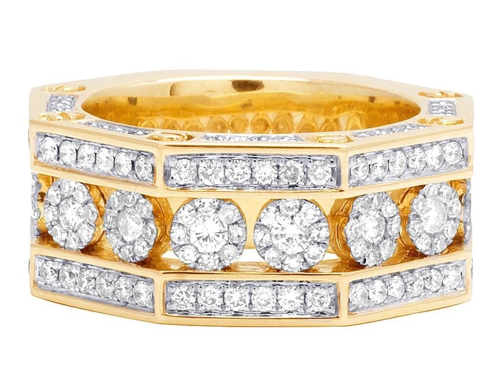 10K YELLOW GOLD GENUINE DIAMOND OCTOGON CLUSTER BAND RING: 10K Yellow Gold Genuine Diamond Octogon Cluster Band Ring Brand: None Type/Style: Ring Material: 10K Yellow Gold Color: Yellow Gold Size: 10 US Accessories: None Accessories Notice: When p