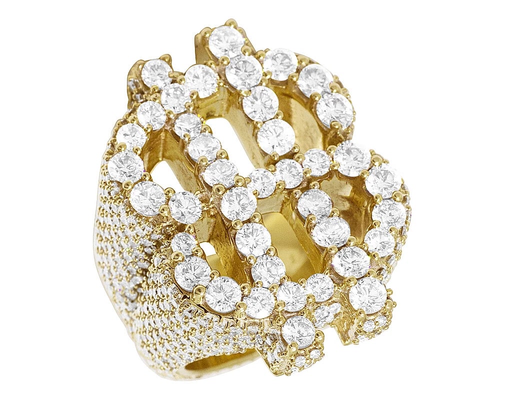 DOLLAR SIGN DIAMOND PINKY RING 10K YELLOW GOLD: Dollar Sign Diamond Pinky Ring 10K Yellow Gold Brand: None Type/Style: Ring Material: 10K Yellow Gold Color: Yellow Gold Size: 10 US Accessories: None Accessories Notice: When purchasing p