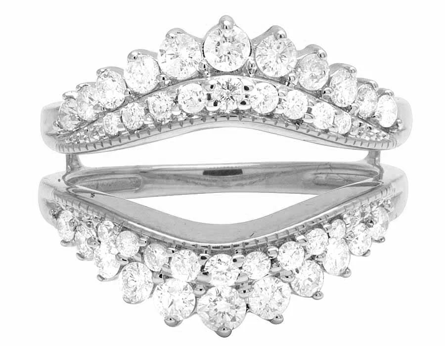 14K WHITE GOLD DIAMOND ROWS SOLITAIRE ENHANCER RING: 14K White Gold Diamond Rows Solitaire Enhancer Ring Brand: None Type/Style: Ring Material: 14K White Gold, Main Stone/Creation Natural Color: White Gold Size: 7 US Accessories: None Access