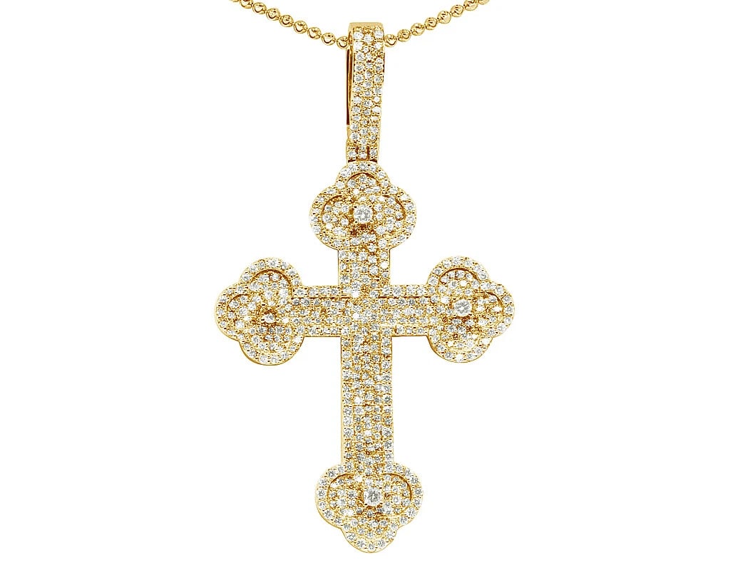 DESIGNER DIAMOND GOTHIC CROSS PENDANT 10K YELLOW GOLD: Designer Diamond Gothic Cross Pendant 10K Yellow Gold Brand: None Type/Style: Necklace Material: 10K Yellow Gold, Main Stone/Creation Natural Color: Yellow Gold Size: Dimension 3.2 Accessories: No