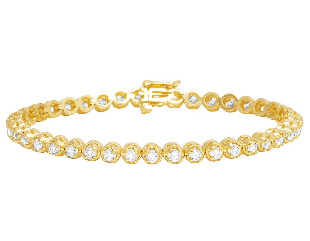 MENS ROW TENNIS DIAMOND BRACELET 10K YELLOW GOLD: Mens Row Tennis Diamond Bracelet 10K Yellow Gold Brand: None Type/Style: Bracelet Material: 10K Yellow Gold, Main Stone/Creation Natural Color: Yellow Gold Size: Dimension 5mm, 7 inches Accessories: