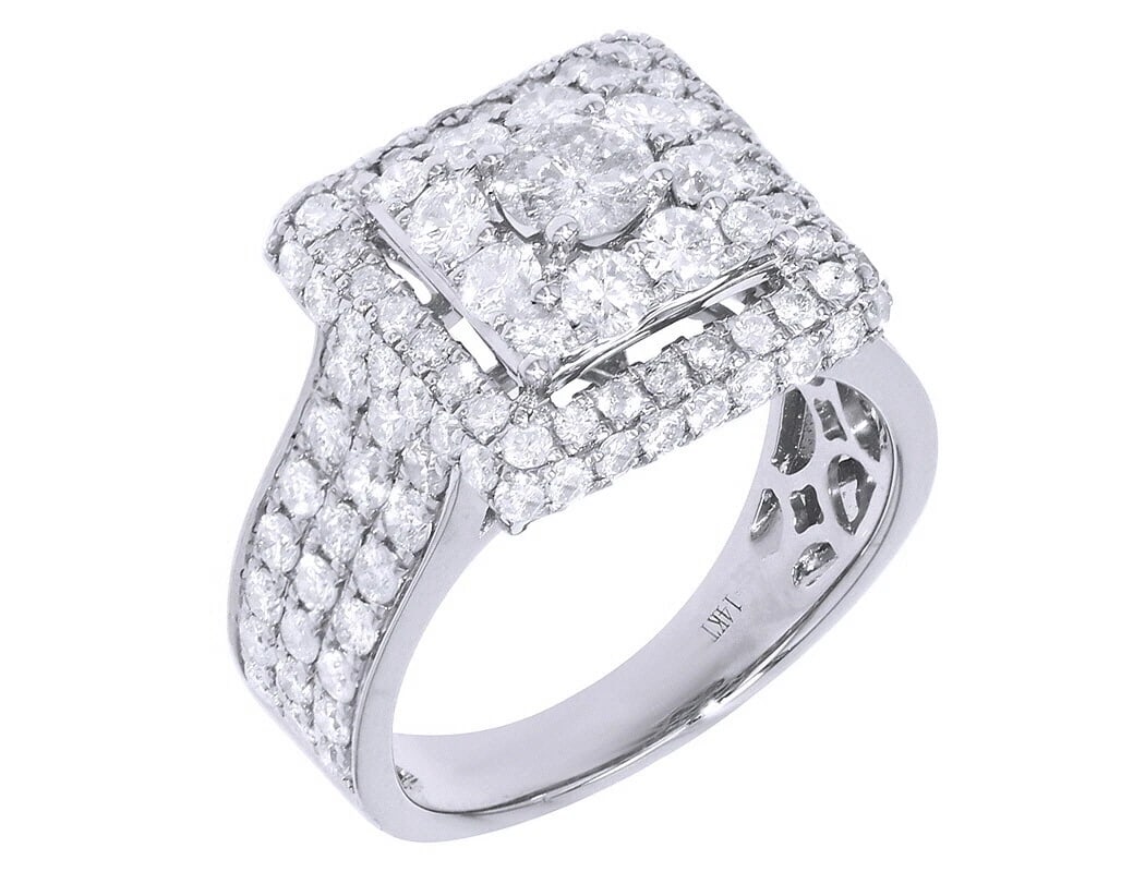 SQUARE DIAMOND ENGAGEMENT RING 14K WHITE GOLD: Square Diamond Engagement Ring 14K White Gold Brand: None Type/Style: Ring Material: 10K Yellow Gold, Main Stone/Creation Natural Color: Yellow Gold Size: 7US Accessories: None Accessories Notice:
