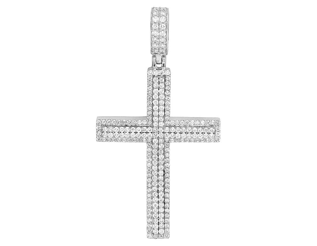 DIAMOND CROSS PENDANT 10K WHITE GOLD: Diamond Cross Pendant 10K White Gold Brand: None Type/Style: Pendant Material: 10K White Gold, Main Stone/Creation Natural Color: WHITE GOLD Size: Dimension 2.75 Accessories: None Accessor
