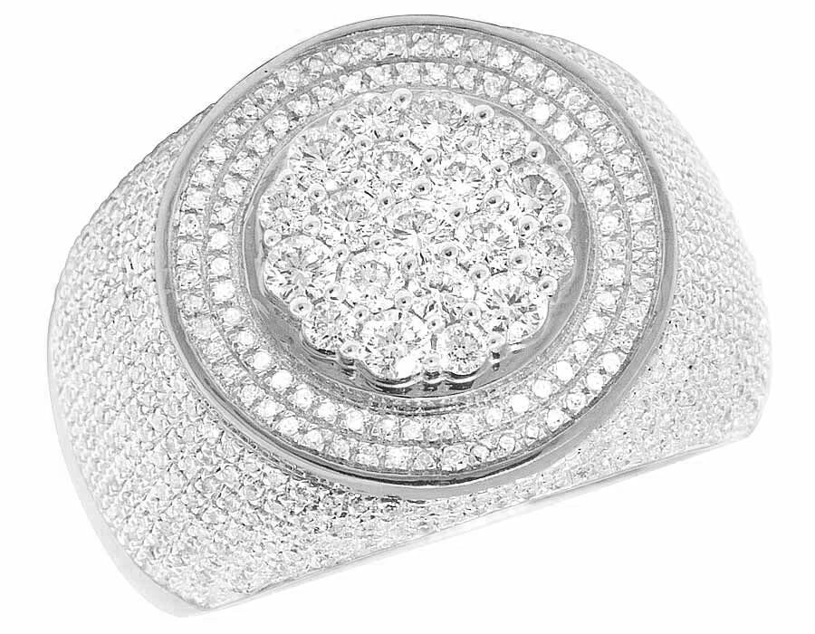10K WHITE GOLD GENUINE DIAMOND ROUND CLUSTER PINKY RING: 10K White Gold Genuine Diamond Round Cluster Pinky Ring Brand: None Type/Style: Ring Material: 10K White Gold, Main Stone/Creation NATURAL Color: WHITE GOLD Size: 10 US Accessories: None A