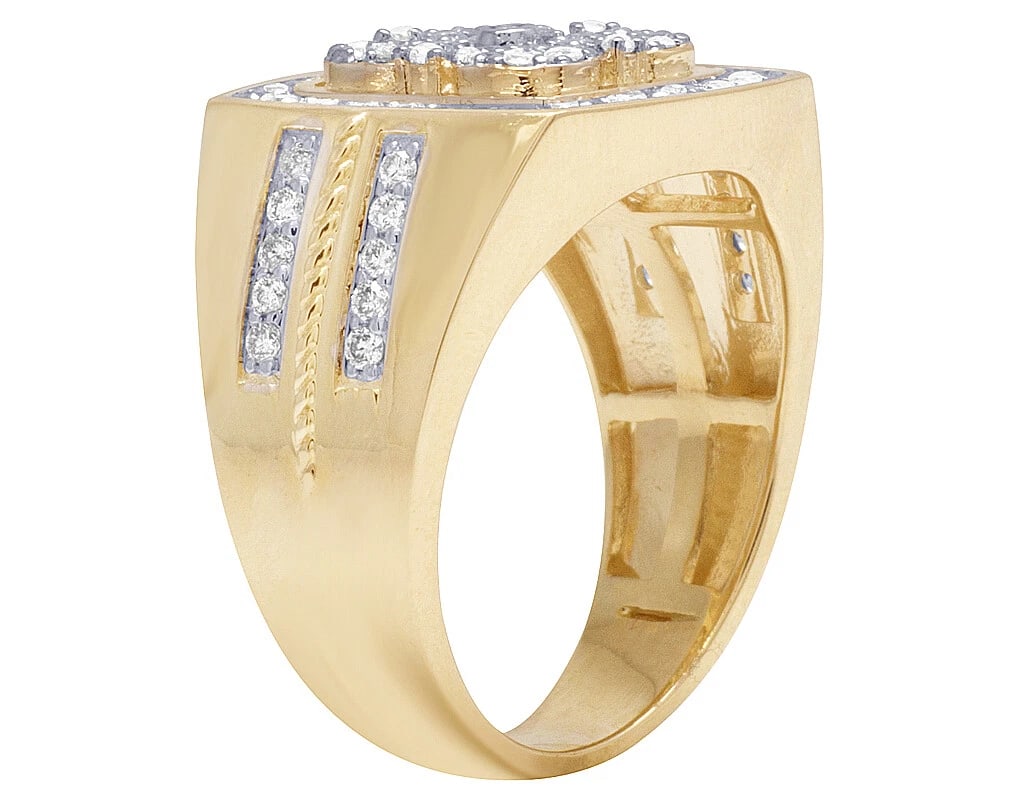 10K YELLOW GOLD DIAMOND SQUARE PINKY STATEMENT RING (1 of 3)