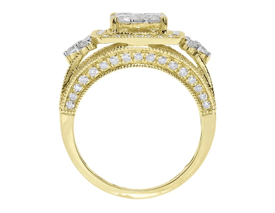 14K YELLOW GOLD ROUND CLUSTER DIAMOND ENGAGEMENT WEDDING RING: 14k Yellow Gold Round Cluster Diamond Engagement Wedding Ring Brand: Type/Style: Ring Material: 14k Yellow Gold, Main Stone/Creation NATURAL Color: YELLOW GOLD Size: 7 US Accessories: None