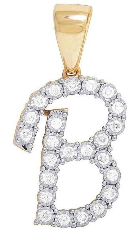 UNISEX 10K YELLOW GOLD GENUINE DIAMOND LETTER B INITIAL PENDANT: Unisex 10K Yellow Gold Genuine Diamond Letter B Initial Pendant Brand: None Type/Style: Necklace Material: 10K Yellow Gold, Main Stone/Creation NATURAL Color: YELLOW GOLD Size: Dimension 1.2" Acce