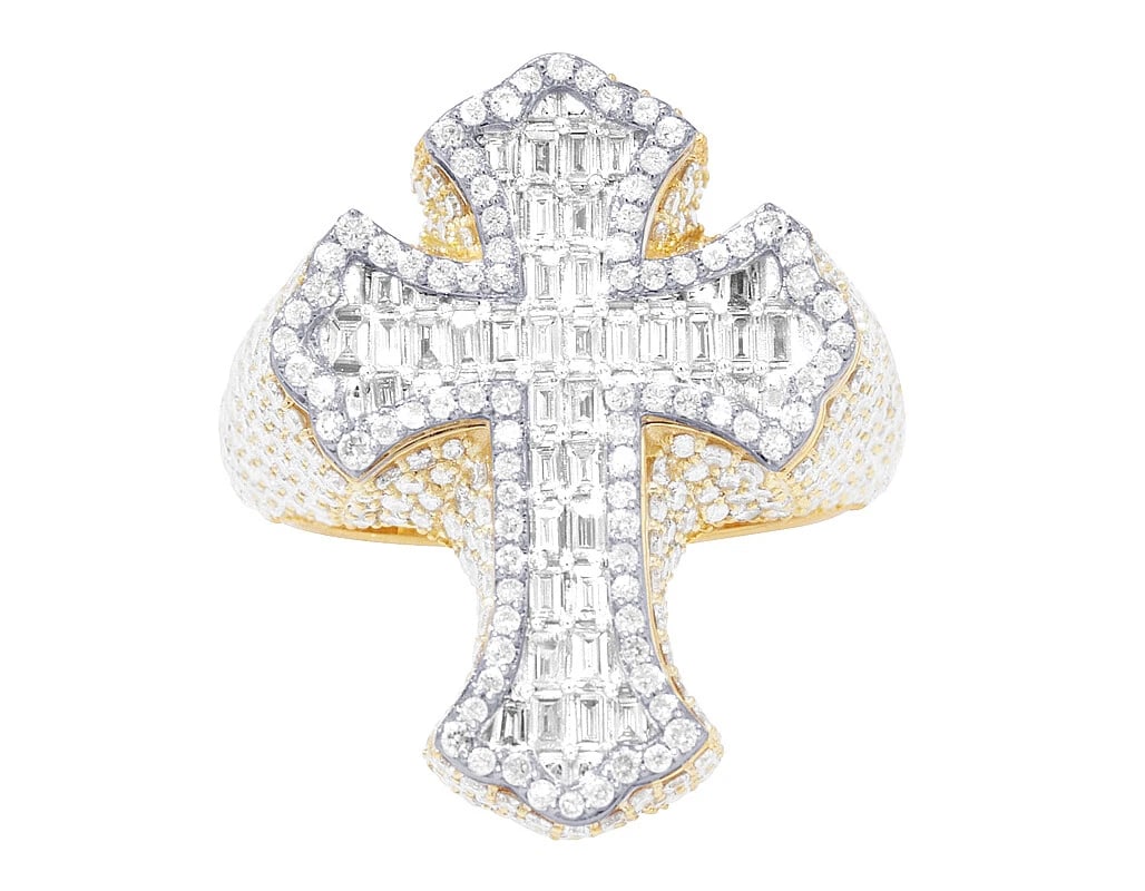 BAGUETTE CROSS DIAMOND PINKY RING 10K Yellow Gold: Baguette Cross Diamond Pinky Ring 10K Yellow Gold Brand: None Type/Style: Ring Material: 10K Yellow Gold, Main Stone/Creation NATURAL Color: Yellow Gold Size: 10 US Accessories: None Accesso