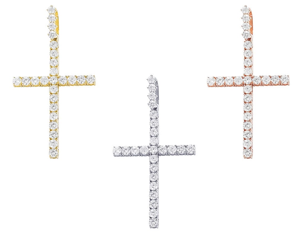 PTR SOLITAIRE DIAMOND CROSS PENDANT 14K GOLD: Ptr Solitaire Diamond Cross Pendant 14K Gold Brand: None Type/Style: Pendant Material: 14K Gold, Main Stone/Creation NATURAL Color: GOLD Size: Dimension L 2.8" Accessories: None Accessorie