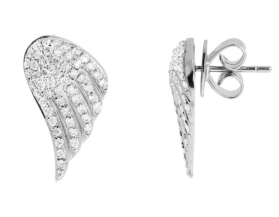 14K WHITE GOLD PAVE ROUND DIAMONDS ANGEL WINGS STUDS EARRINGS: 14k White Gold Pave Round Diamonds Angel Wings Studs Earrings Brand: None Type/Style: Earrings Material: 14k White Gold, Main Stone/Creation NATURAL Color: WHITE GOLD Size: Dimension 20x10 mm Acce