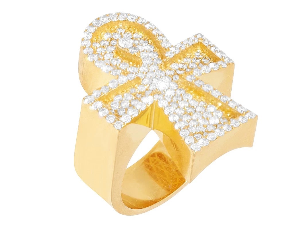ANKH CROSS DIAMOND PINKY RING 10K Yellow Gold: Ankh Cross Diamond Pinky Ring 10K Yellow Gold Brand: None Type/Style: Ring Material: 10K Yellow Gold, Main Stone/Creation NATURAL Color: Yellow Gold Size: US9 Accessories: None Accessories N