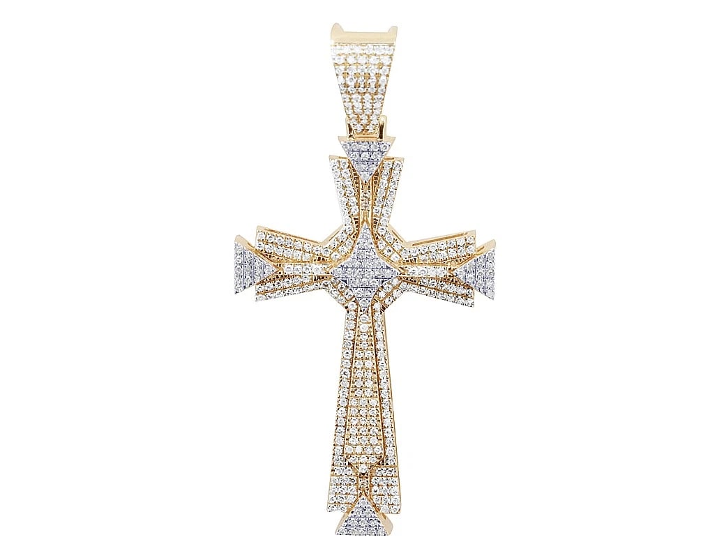 2 LAYER DIAMOND 2TONE CROSS PENDANT 10K YELLOW GOLD: 2 Layer Diamond 2Tone Cross Pendant 10K Yellow Gold Brand: None Type/Style: Pendant Material: 10k Yellow Gold, Main Stone/Creation Natural Color: Yellow Gold Size: Dimension L 1.9 W , 23.9 MM Acce