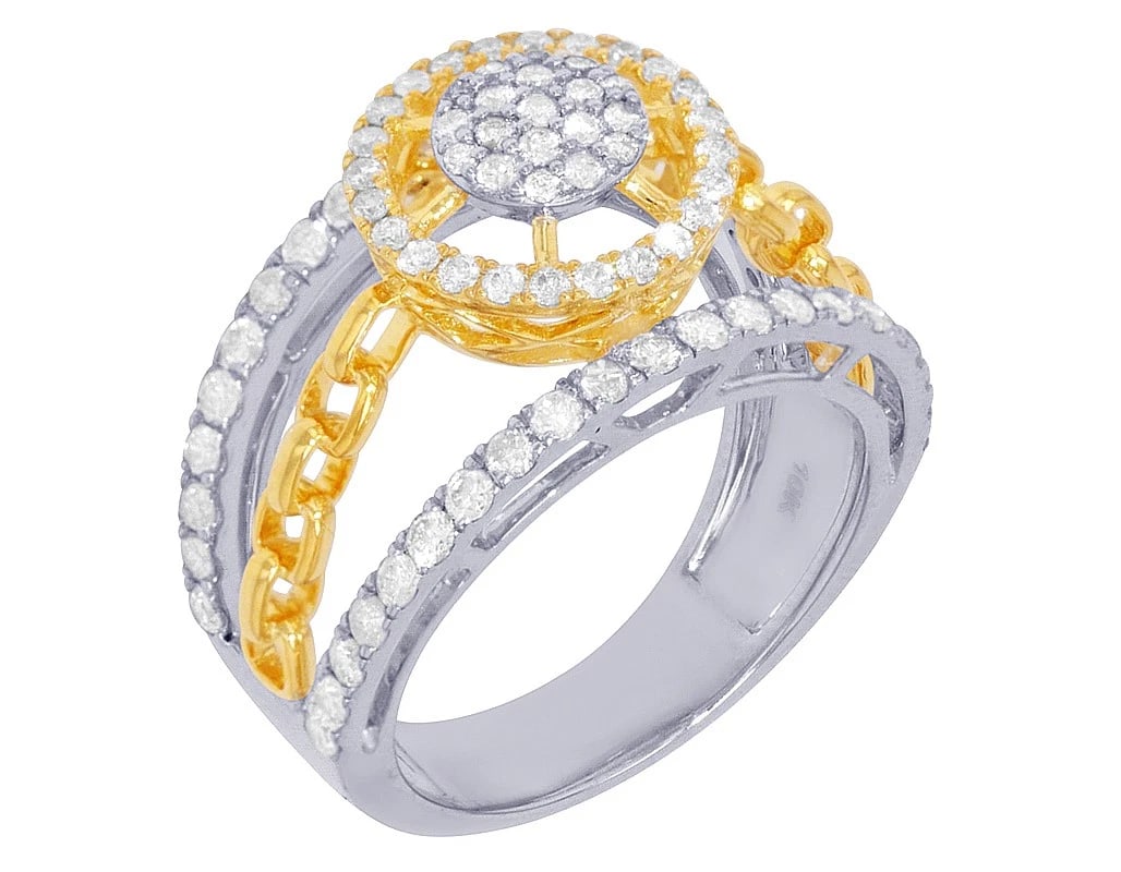 CLUSTER HALO DIAMOND ENGAGEMENT RING 10K Yellow-White Gold: Cluster Halo Diamond Engagement Ring 10K Yellow-White Gold Brand: None Type/Style: Ring Material: 10K Yellow-White Gold , Main Stone/Creation Natural Color: Yellow-White Gold Size: 7US Accessories