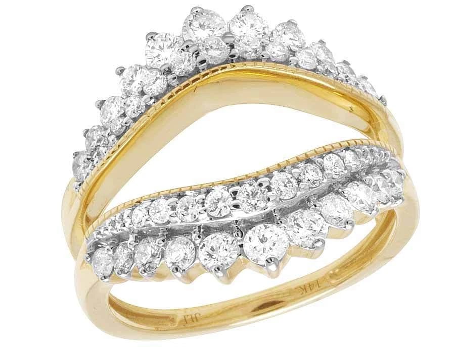 14K YELLOW GOLD DIAMOND ROWS SOLITAIRE ENHANCER RING (1 of 5)