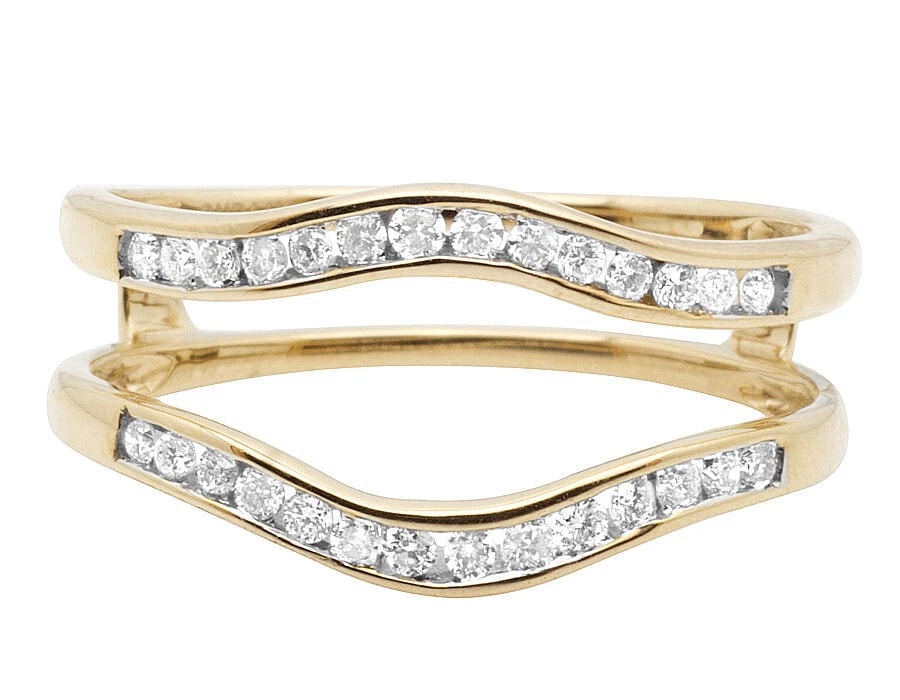 14K YELLOW GOLD BRIDAL SYMMETRICAL JACKET WEDDING RING: 14K Yellow Gold Bridal Symmetrical Jacket Wedding Ring Brand: None Type/Style: Ring Material: 14K Yellow Gold, Main Stone/Creation Natural Color: Yellow Gold Size: 7US Accessories: None Ac