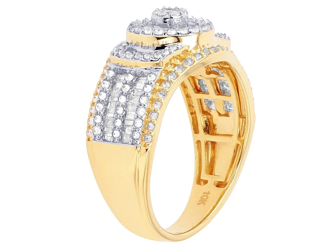 BAGUETTE ROUND DIAMOND CLUSTER RING - 4