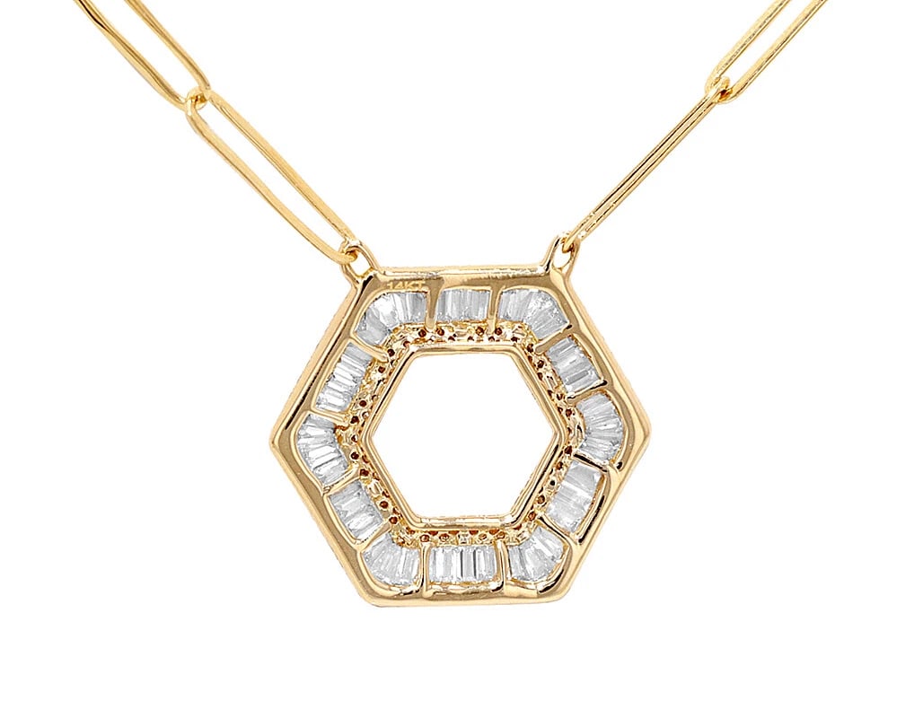 BAGUETTES HEXAGONAL DIAMOND PENDANT - 5