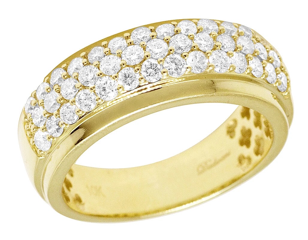 10K YELLOW GOLD DIAMOND ROW PRONG SET BAND RING: 10K Yellow Gold Diamond Row Prong Set Band Ring Brand: None Type/Style: Ring Material: 10k Yellow Gold, Main Stone/Creation Natural Color: Yellow Gold Size: 10US Accessories: None Accessor