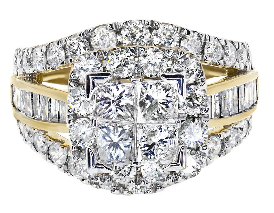 10K YELLOW GOLD XL PRINCESS DIAMOND BRIDAL WEDDING ENGAGEMENT RING: 10k Yellow Gold XL Princess Diamond Bridal Wedding Engagement Ring Brand: None Type/Style: Ring Material: 10k Yellow Gold, Main Stone/Creation Natural Color: Yellow Gold Size: 7US Accessories: None