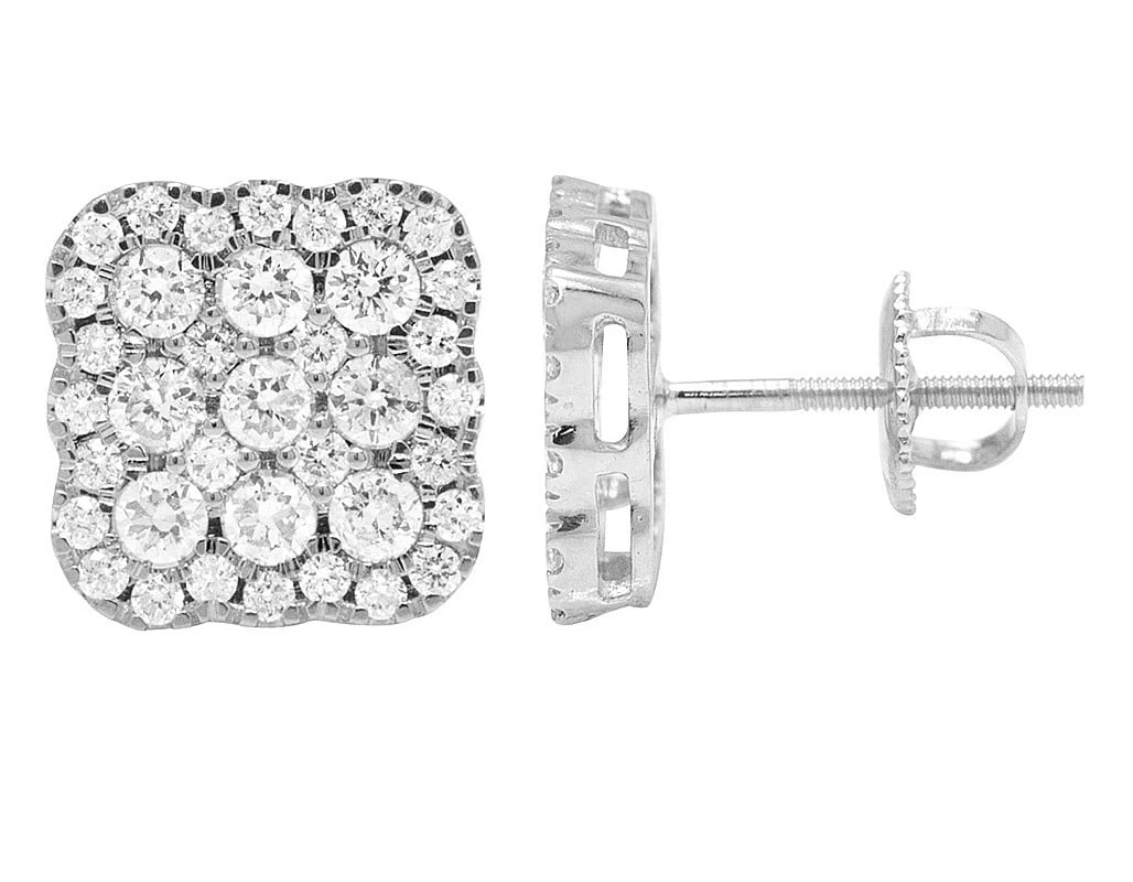 10K GOLD HALO CLUSTER DIAMOND RECTANGLE EARRINGS: 10k Gold Halo cluster Diamond rectangle earrings Brand: None Type/Style: Earrings Material: 10k Gold, Main Stone/Creation Natural Color: Gold Size: Dimension 10MM Accessories: None Accessories